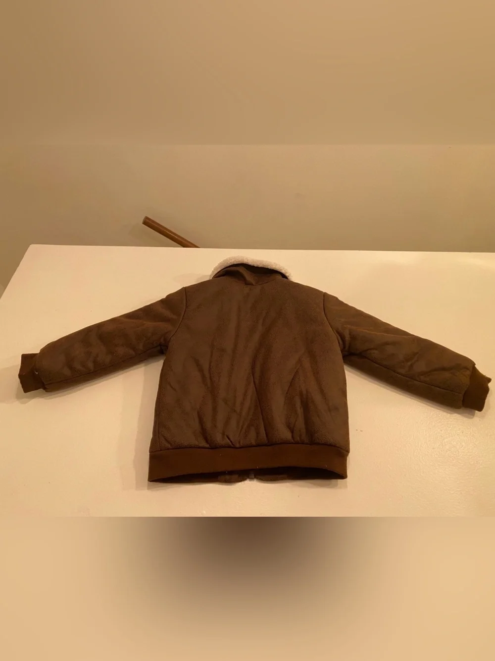 Little Me Brown Jacket with Cream Sherpa Collar